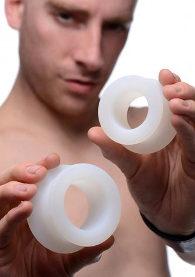 XR Brands Stretch Master silikoninių žiedų rinkinys, 2 dydžiai, juodas