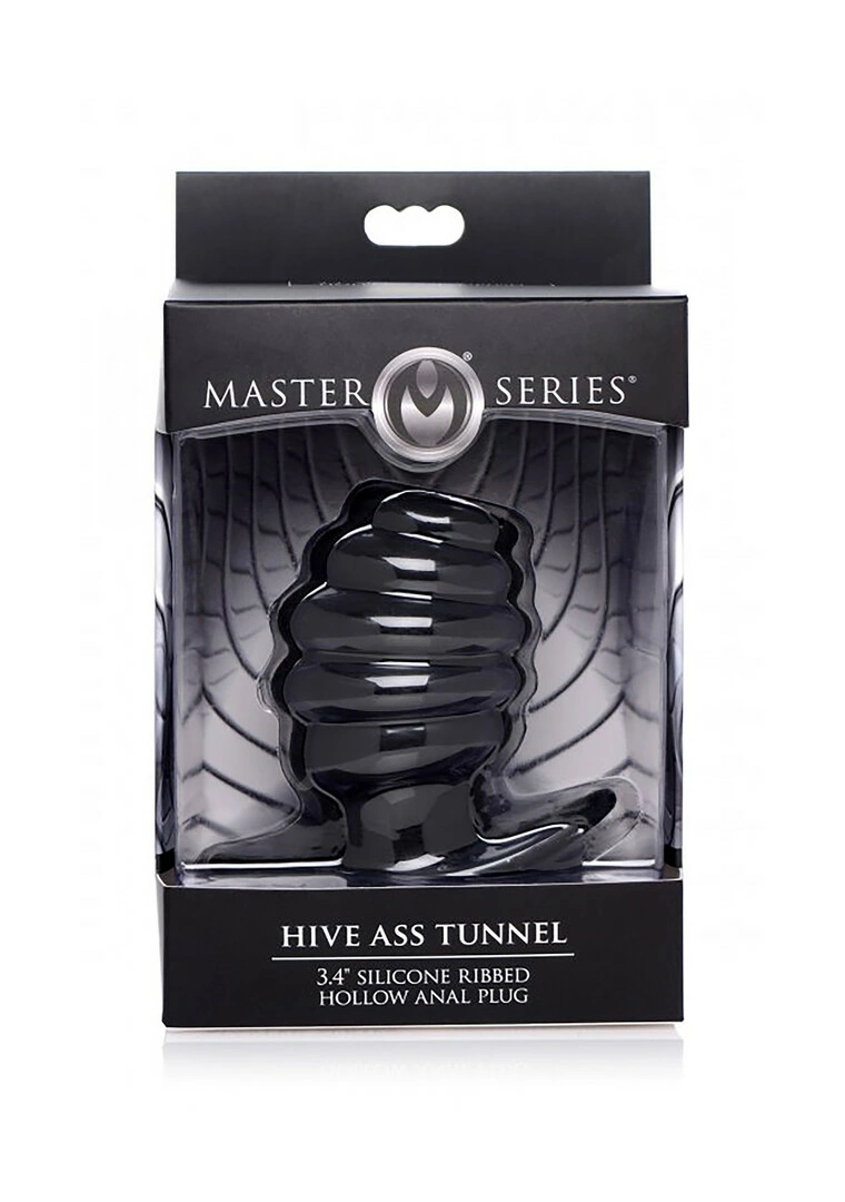 XR Brands Tunnel tuščiaviduris analinis kaištis iš silikono, vidutinis, juodas