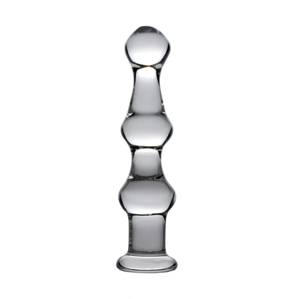 XR Brands Mammoth stiklinis dildo su trimis iškilimais, skaidrus