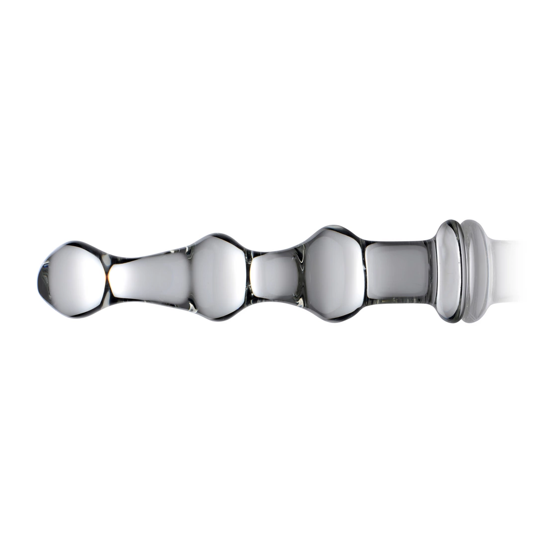 XR Brands Mammoth stiklinis dildo su trimis iškilimais, skaidrus
