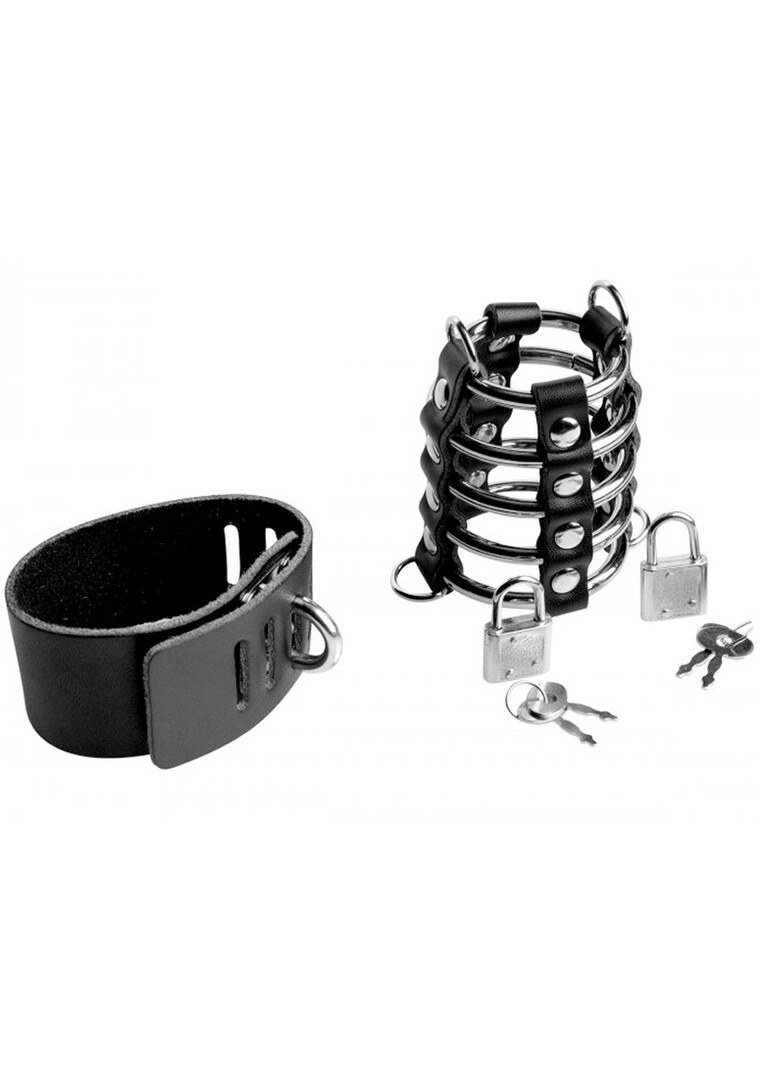 XR Brands Gates of Hell skaistybės narvelis su odiniais dirželiais