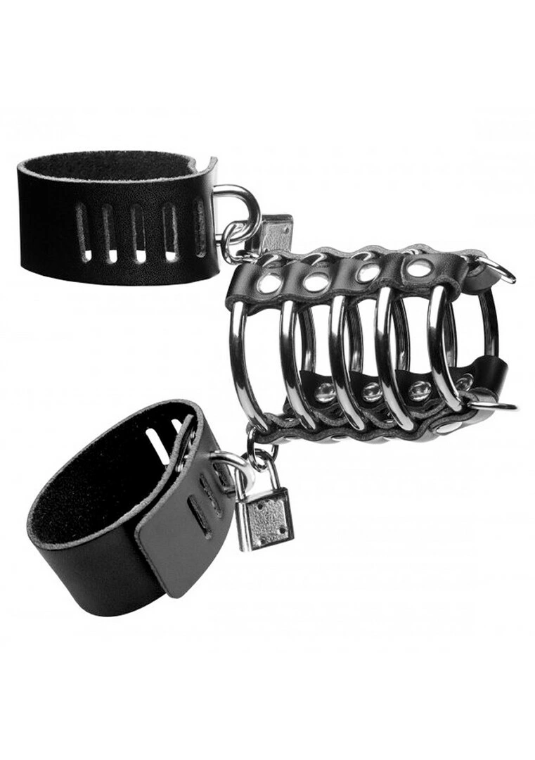 XR Brands Gates of Hell skaistybės narvelis su odiniais dirželiais
