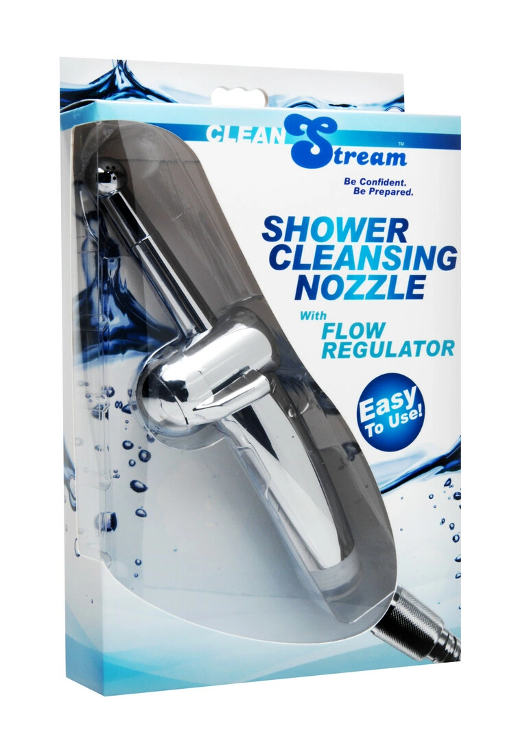 XR Brands CleanStream dušo antgalis intymiai higienai su srauto reguliatoriumi