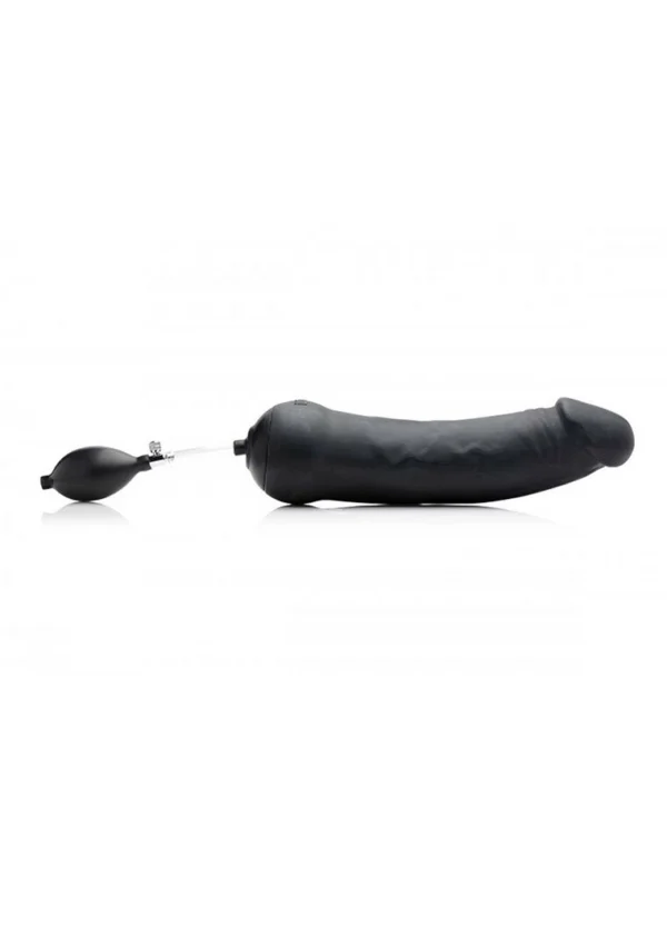 XR Brands Toms pripučiamas silikoninis dildo su pompute, juodas
