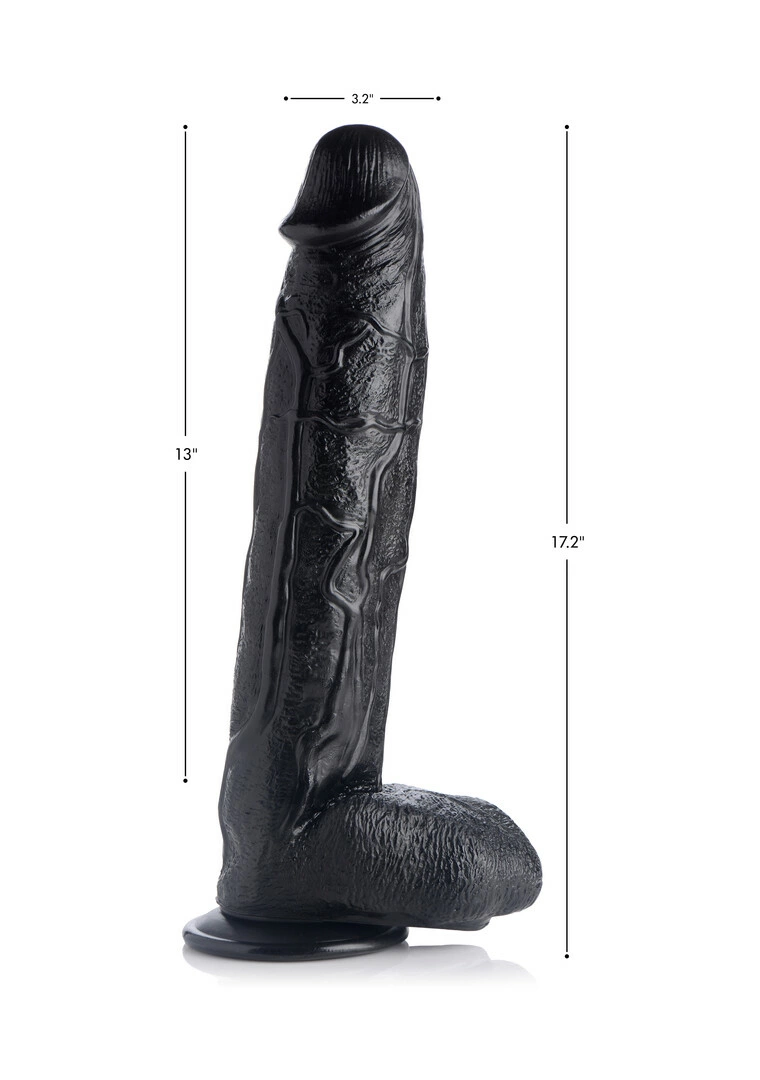 XR Brands Raging Rhino didelis realistiškas dildo su siurbtuku, 43 cm