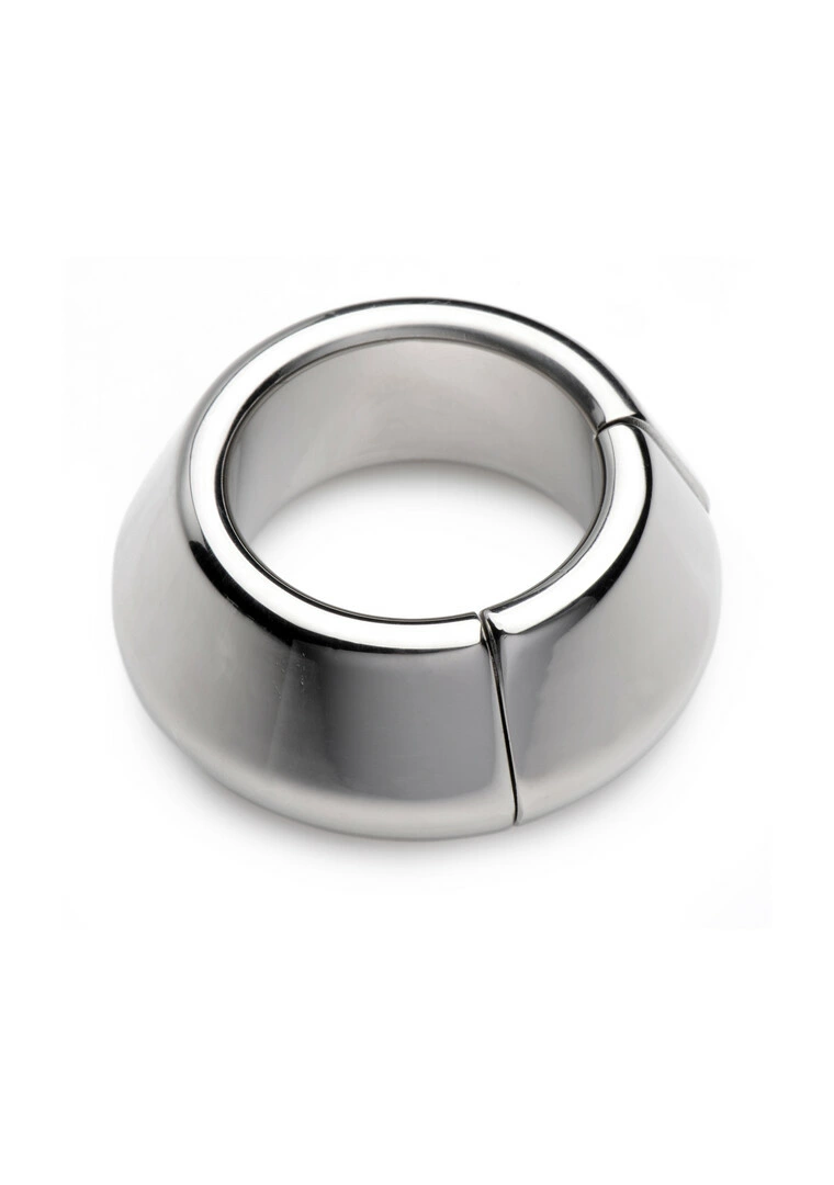 XR Brands Magna-Chute magnetinis plieninis sėklidžių žiedas su svarmeniu, 244 g