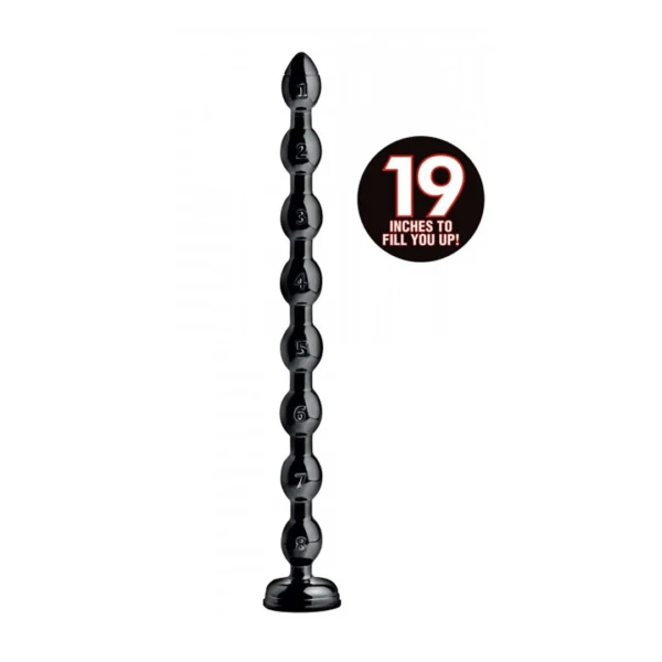 XR Brands Master Series Bead Snake analiniai karoliukai su siurbtuku, 48 cm