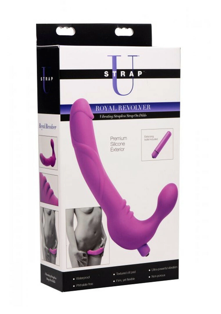 XR Brands Royal vibruojantis strap-on be diržų, juodas