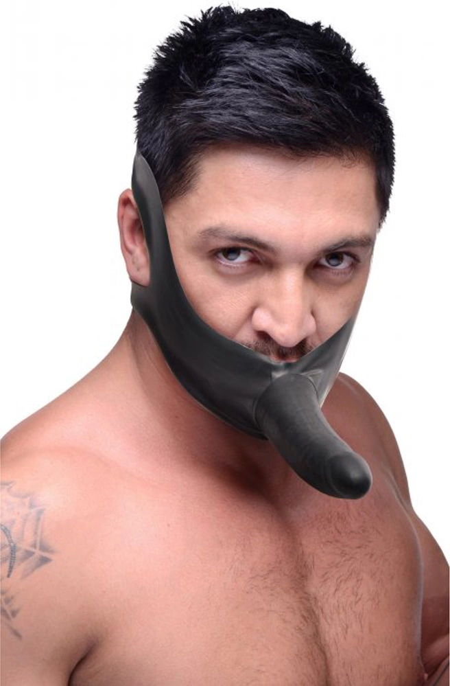 XR Brands Master Series Face Fuk strap-on burnos kamštis, juodas