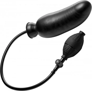 XR Brands Renegade pripučiamas dildo su rankine pompa, juodas