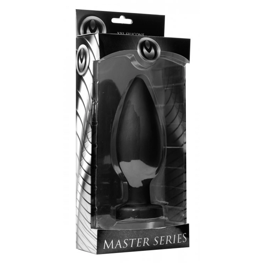 XR Brands Master Series XXL silikoninis analinis kaištis su siurbtuku, juodas