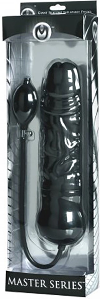 XR Brands Leviathan didelis pripučiamas dildo su rankine pompele, juodas