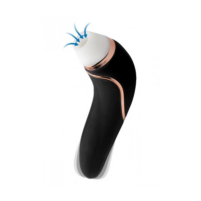 XR Brands Shegasm Deluxe dvipusis vibratorius su oro bangų stimuliacija, violetinis
