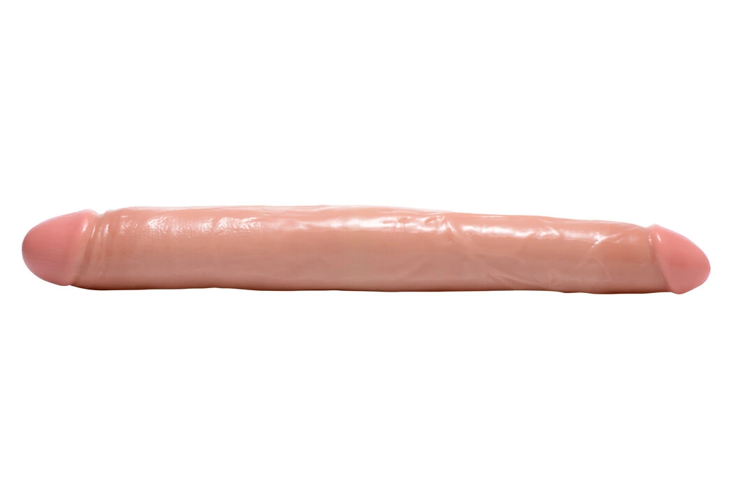 XR Brands dvipusis dildo, 44,5 cm, šviesus