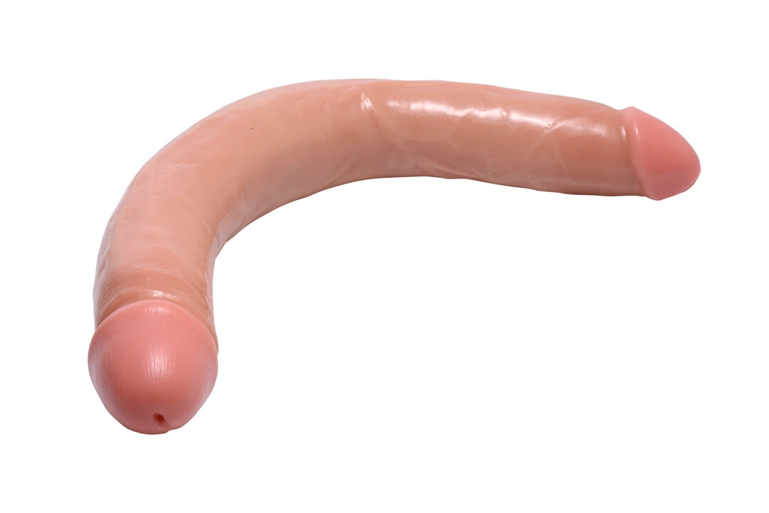 XR Brands dvipusis dildo, 44,5 cm, šviesus