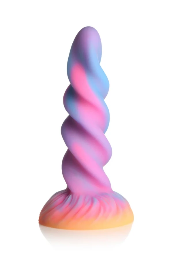 XR Brands Moon Rider spiralinis silikoninis dildo, šviečiantis tamsoje