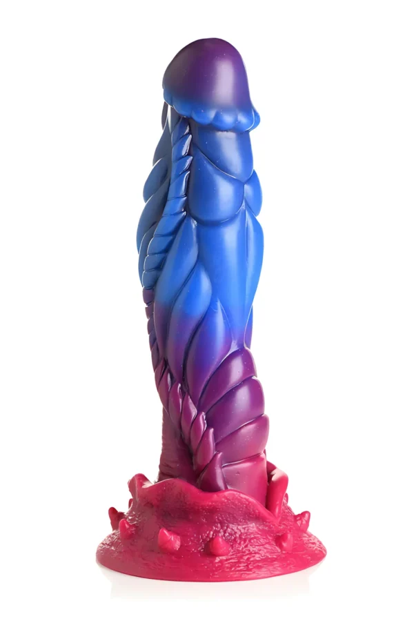 XR Brands silikoninis dildo su siurbtuku, mėlynas, violetinis ir rožinis, 20 cm