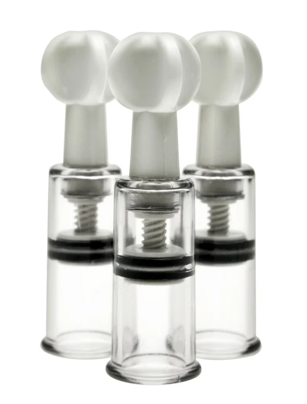 XR Brands Twisted Triplets kūno siurbimo cilindrai, 3 vnt., skaidrūs