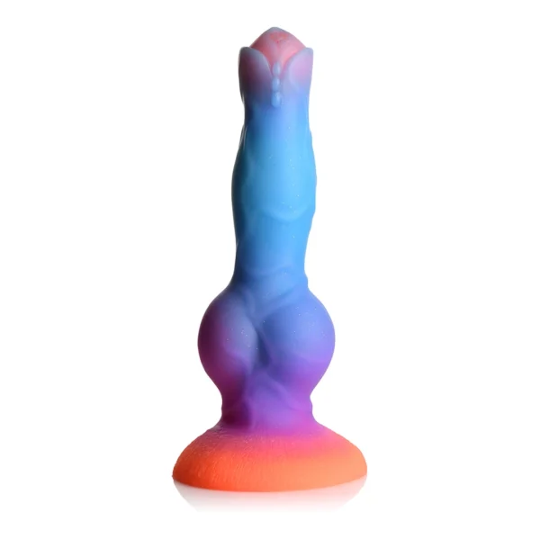 XR Brands Creature Cocks Space fantazijos dildo, šviečiantis tamsoje, daugiaspalvis
