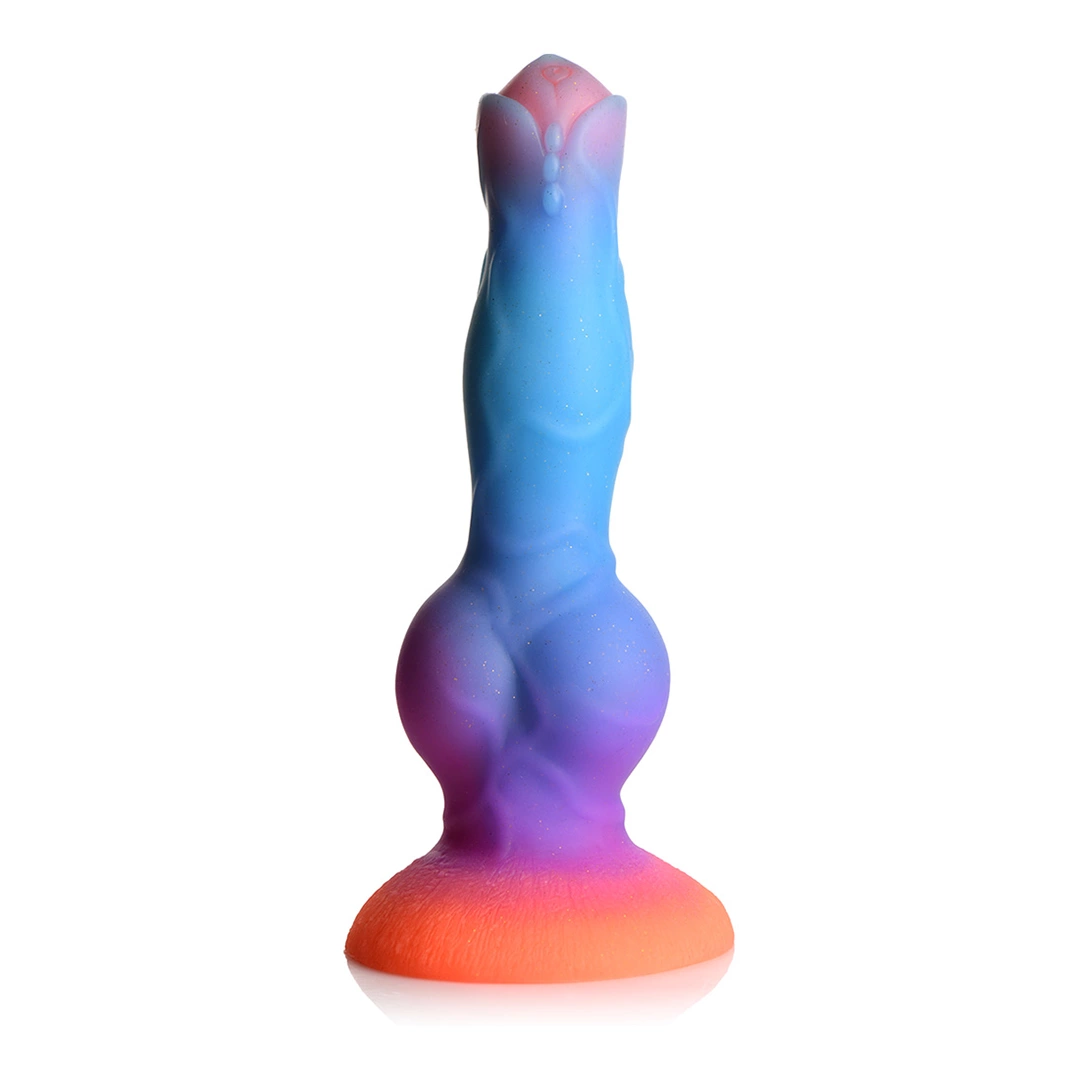 XR Brands Creature Cocks Space fantazijos dildo, šviečiantis tamsoje, daugiaspalvis