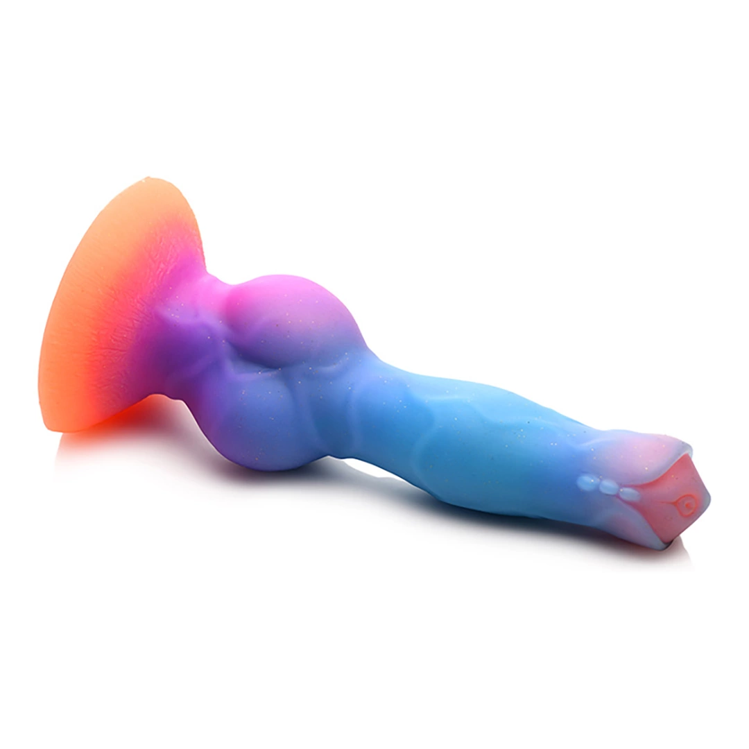 XR Brands Creature Cocks Space fantazijos dildo, šviečiantis tamsoje, daugiaspalvis