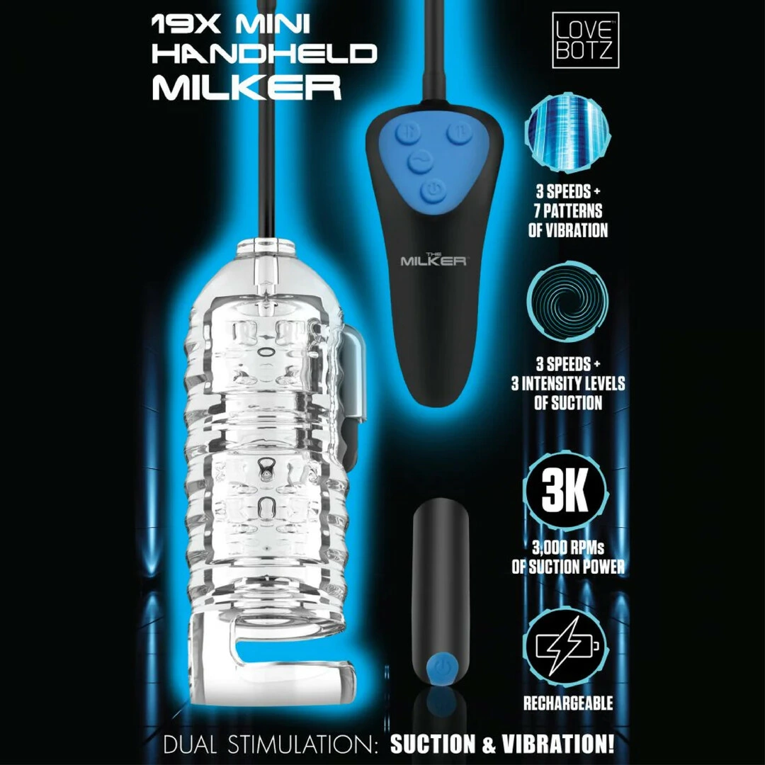 XR Brands Mini vakuuminis masturbatorius su vibracija ir pulteliu, juodas