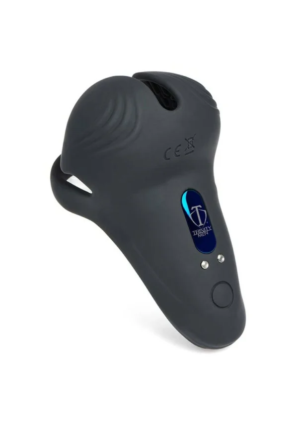 XR Brands vibruojantis varpos žiedas su nuotolinio valdymo pulteliu, juodas