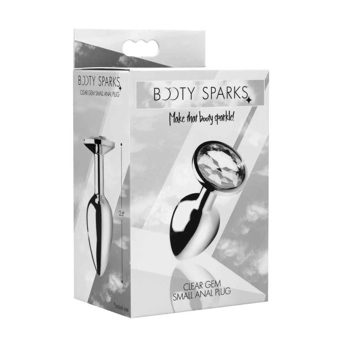 XR Brands Booty Sparks aliuminis analinis kaištis su kristalu, S, sidabrinis