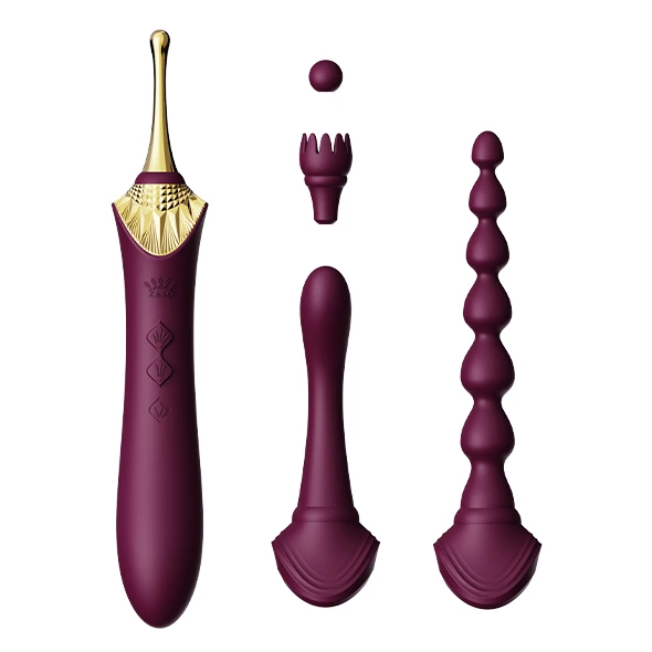 Zalo Bess 2 vibratorius su šildymu ir 4 keičiamais antgaliais, Velvet Purple